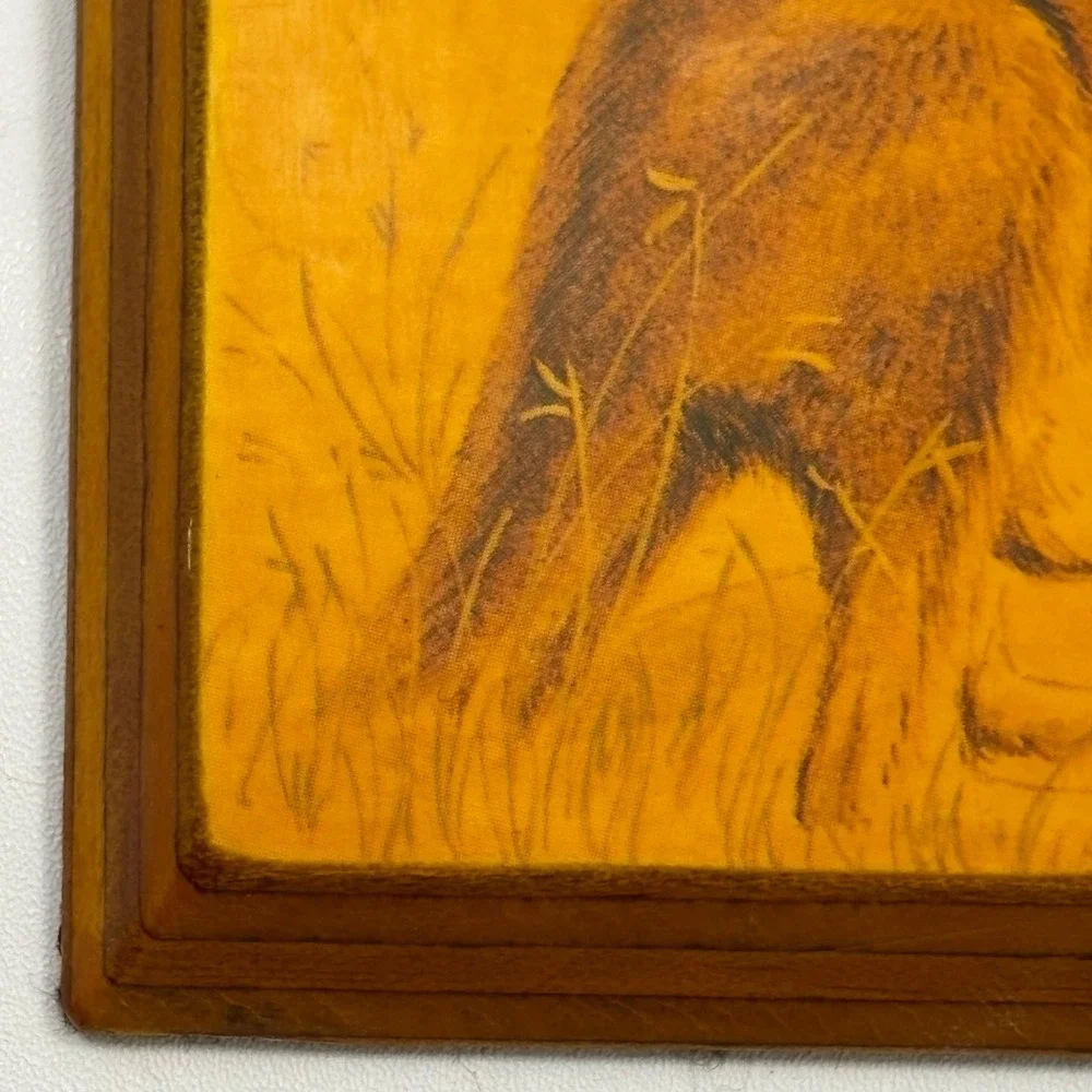 Vintage E.M. Holloway Great Grey Kangaroo Decoupage Plaque Wendy Bastock Art 4x5
